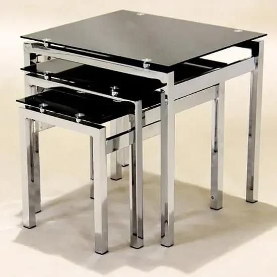 Eleanor Nest of 3 Tables - Black, Glass image