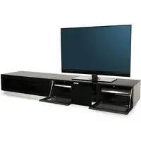 Elements TV Stand with 3 Glass Doors - Black, Wood