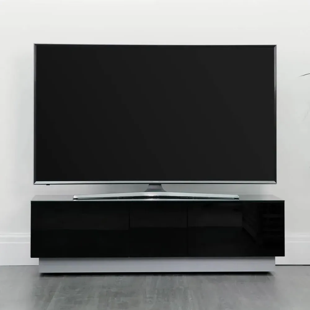 Elements TV Stand with Glass Door - Black, Wood image