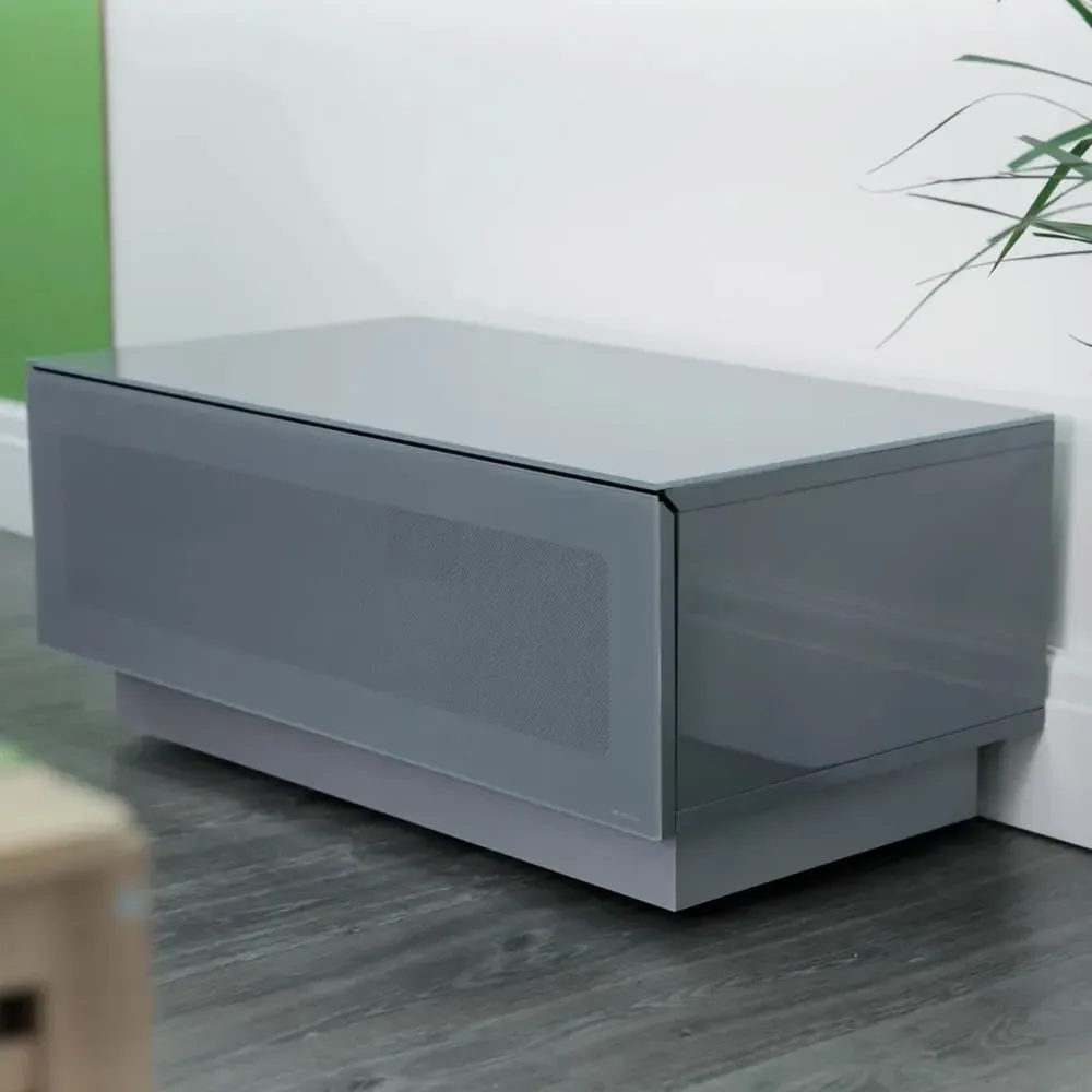 Elements TV Stand with Glass Door - Grey, Wood