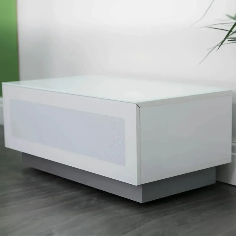 Elements TV Stand with Glass Door - White, Wood