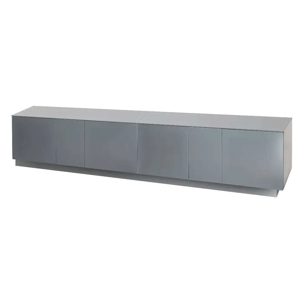 Elements XL TV Stand with 4 Glass Doors - Grey, Wood