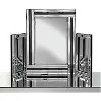 Elena Triple Panel Dressing Table Mirror with Black Inserts - Silver