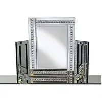 Elena Triple Panel Dressing Table Mirror with Crystal Detail - Silver