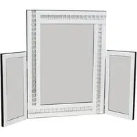 Elena Triple Panel Dressing Table Mirror with Crystal Detail - White