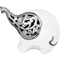 Elephant Sculpture - White, Silver
