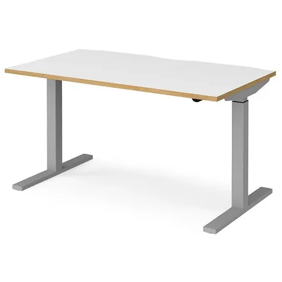 Elev Electric Height Adjustable Desk - White Oak, MDF
