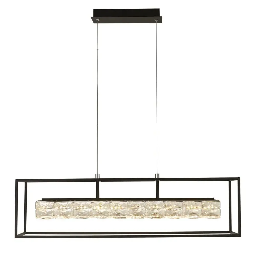 Elevator LED Crystal Glass Pendant Light - Black, Metal