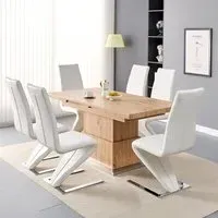 Elgin Convertible Dining Table with 6 Demi Chairs - Sonoma Oak