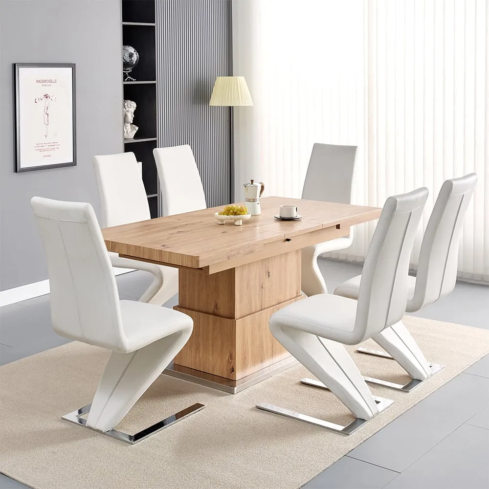 Elgin Convertible Dining Table with 6 Demi Chairs - Sonoma Oak