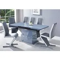 Elgin Convertible Dining Table with 6 Gia Chairs - Grey