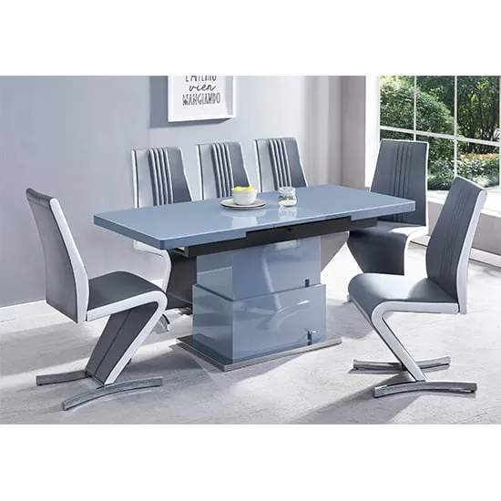 Elgin Convertible Dining Table with 6 Gia Chairs - Grey image