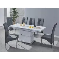 Elgin Convertible Dining Table with 6 Vesta Chairs - Grey