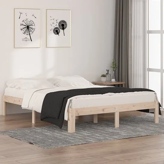 Eliada King Size Bed Frame - Natural, Pine Wood