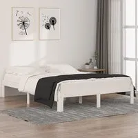 Eliada King Size Bed Frame - White, Pine Wood