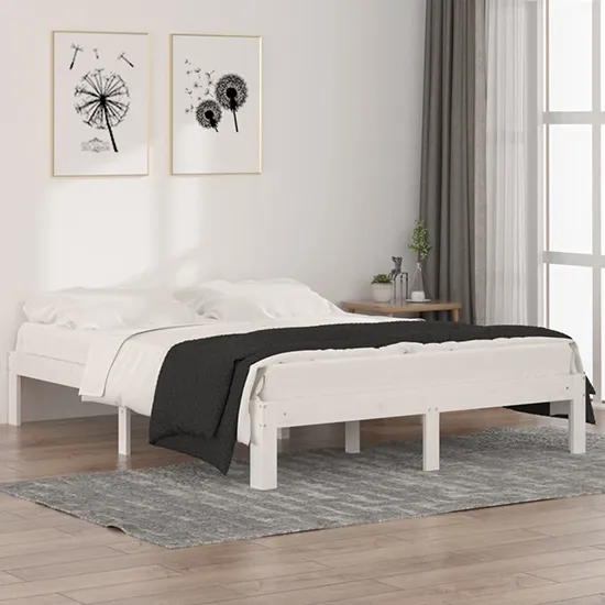 Eliada King Size Bed Frame - White, Solid Pine product