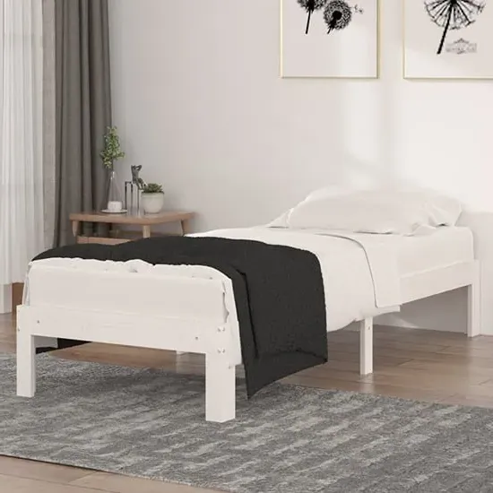 Eliada Small Single Bed Frame - White, Pine Wood