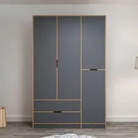 Elina 4-Door Wardrobe - Anthracite, Melamine Particle Board alternate view