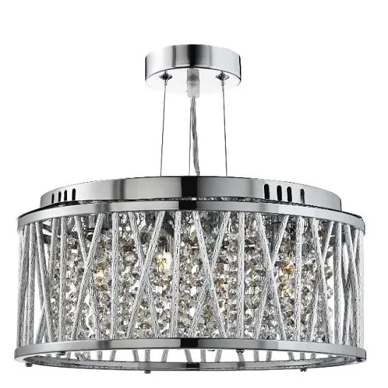 Elise 3 Light Ceiling Fitting with Crystal Drops - Chrome