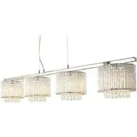 Elise 4-Light Ceiling Bar with Crystal Drops - Chrome