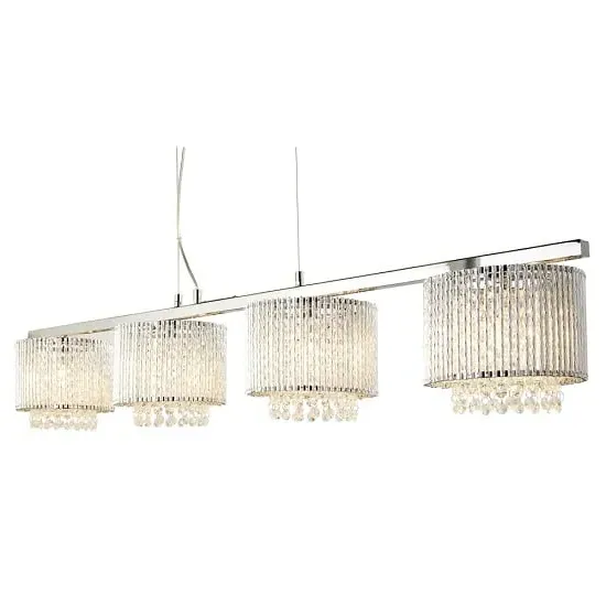 Elise 4-Light Ceiling Bar with Crystal Drops - Chrome image