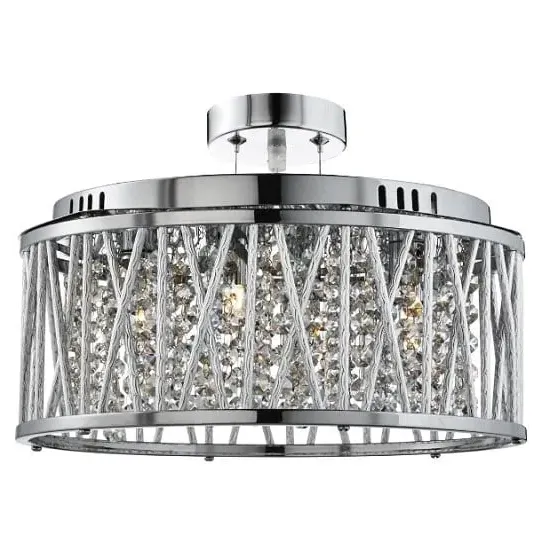 Elise 5 Light Ceiling Fitting with Crystal Drops - Chrome