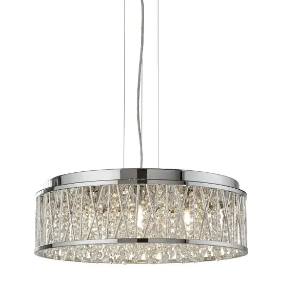 Elise 7 Light Ceiling Pendant with Crystal Drops - Chrome