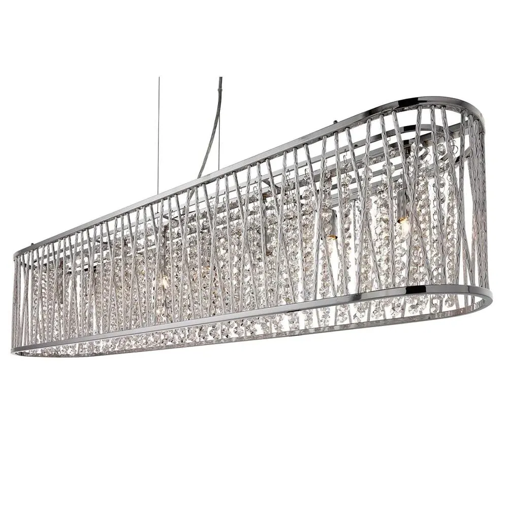 Elise 8 Light Crystal Bar Pendant Light - Chrome
