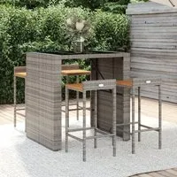 Elita 5-Piece Garden Bar Set - Grey, Poly Rattan alternate view