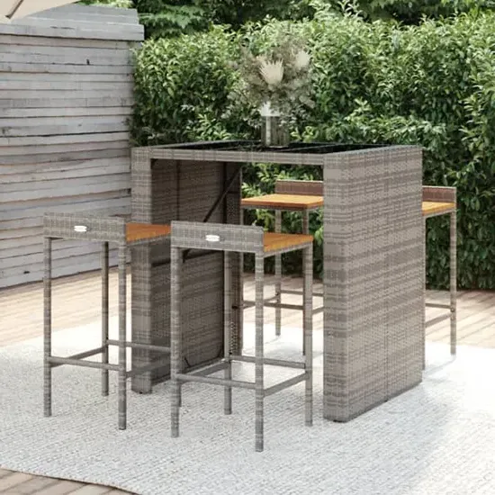 Elita 5-Piece Garden Bar Set - Grey, Poly Rattan product