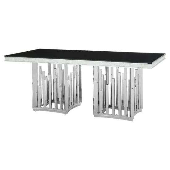 Elizak Rectangular Dining Table - Black, Stainless Steel