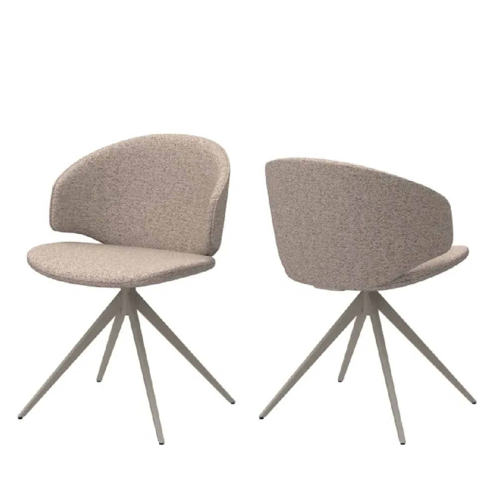 Elkhorn Dining Chairs with Swivel Function - Beige, Fabric