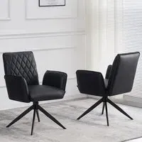 Elkin Dining Chairs with Swivel Base - Black, PU Leather