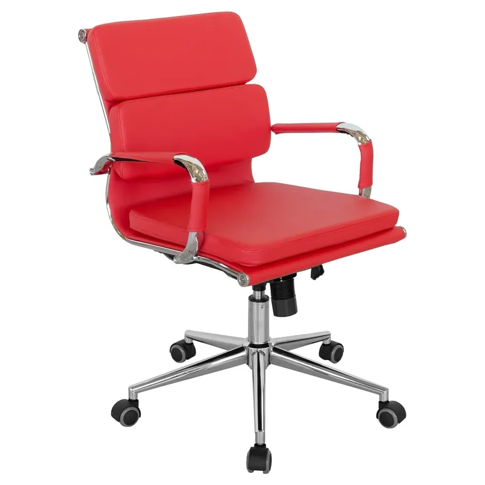 Elkton Office Chair with Gas Lift - Red, Faux Leather