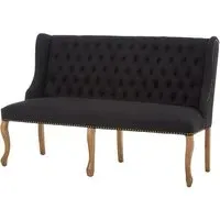 Elkurud 2-Seater Bench with Oak Legs - Black, Fabric