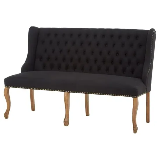 Elkurud 2-Seater Bench with Oak Legs - Black, Fabric