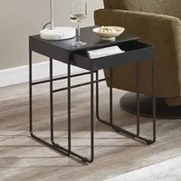 Ellensburg Square Metal End Table with Drawer - Black alternate view