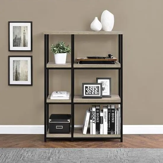 Ellicott Bookcase with 6 Shelves - Grey, Oak