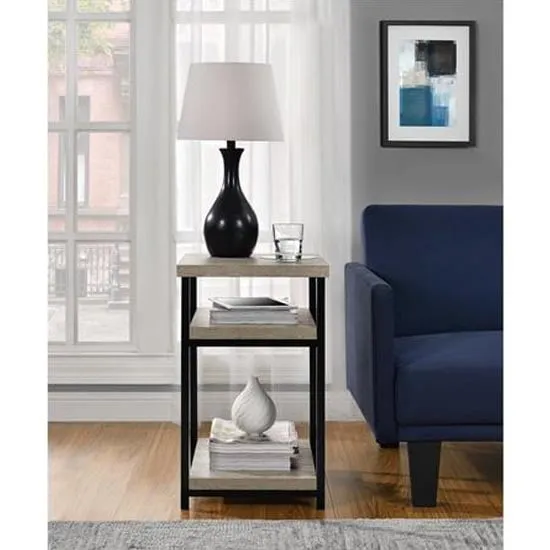 Ellicott End Table with 2 Shelves - Grey, Oak image