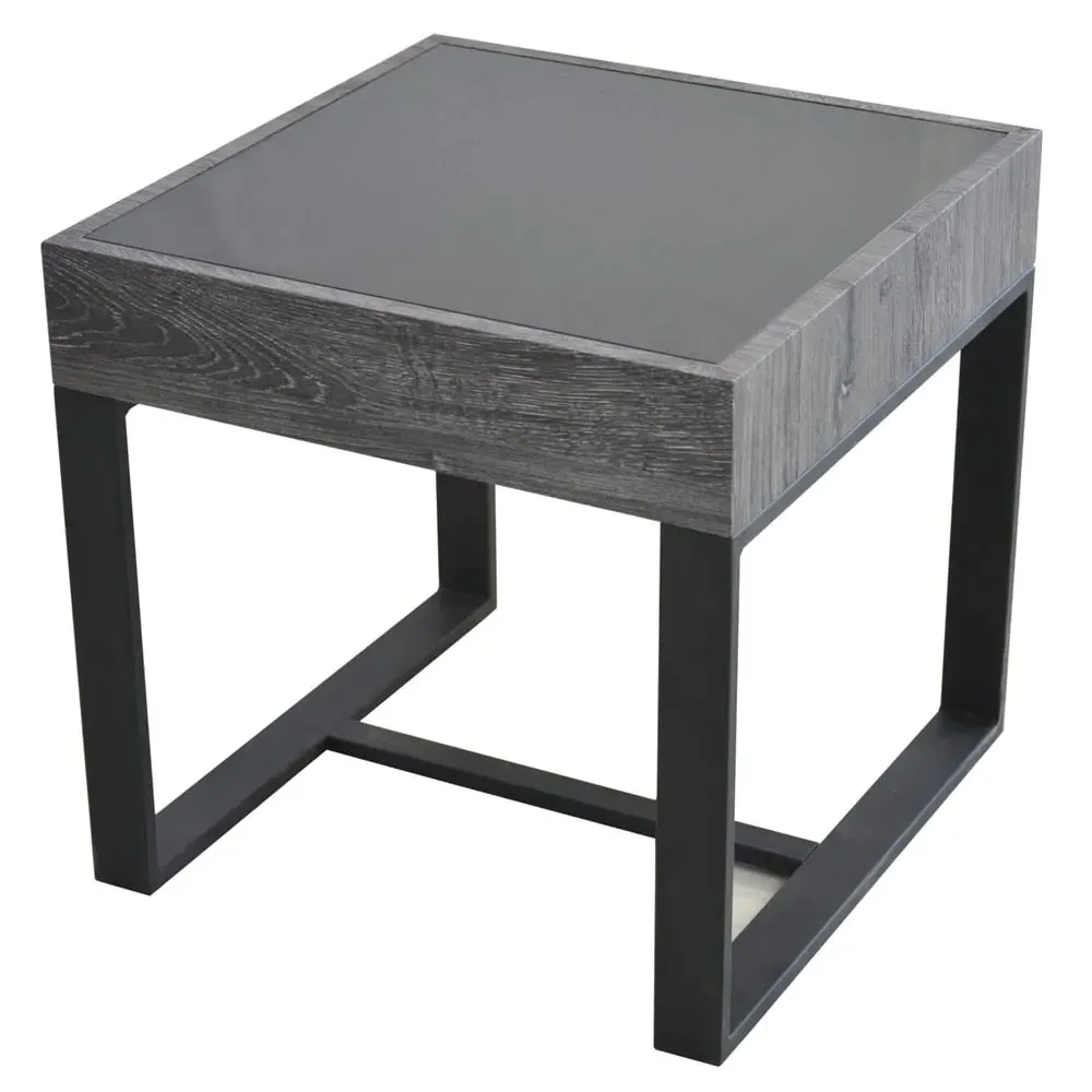 Ellis Square End Table - Black, Glass image