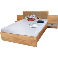 Elmira Double Bed with Bedside Cabinet - Lancelot Oak