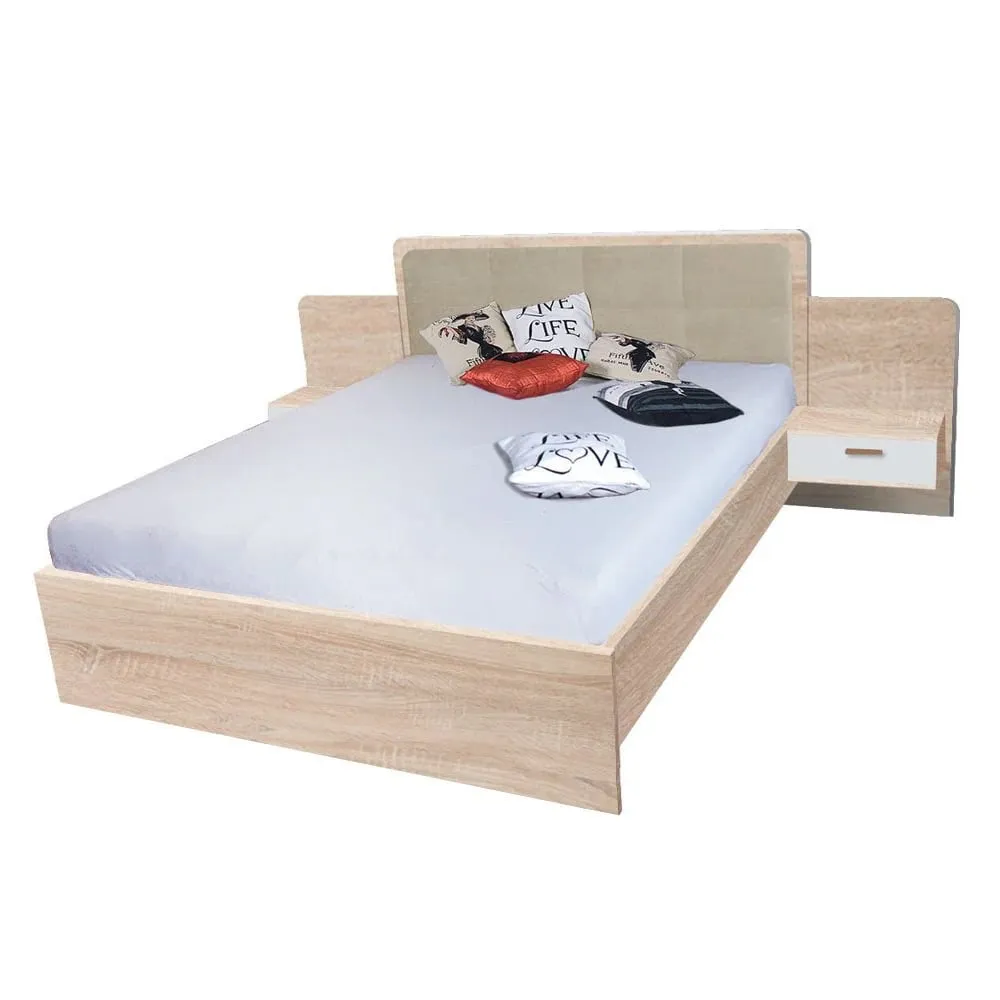 Elmira Double Bed with Bedside Cabinet - Sonoma Oak