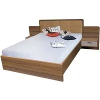 Elmira Double Bed with Bedside Cabinet - Walnut