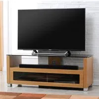 Elmira Large TV Stand with Glass Top - Light Oak, MDF