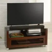 Elmira Small TV Stand with Glass Top - Walnut, MDF