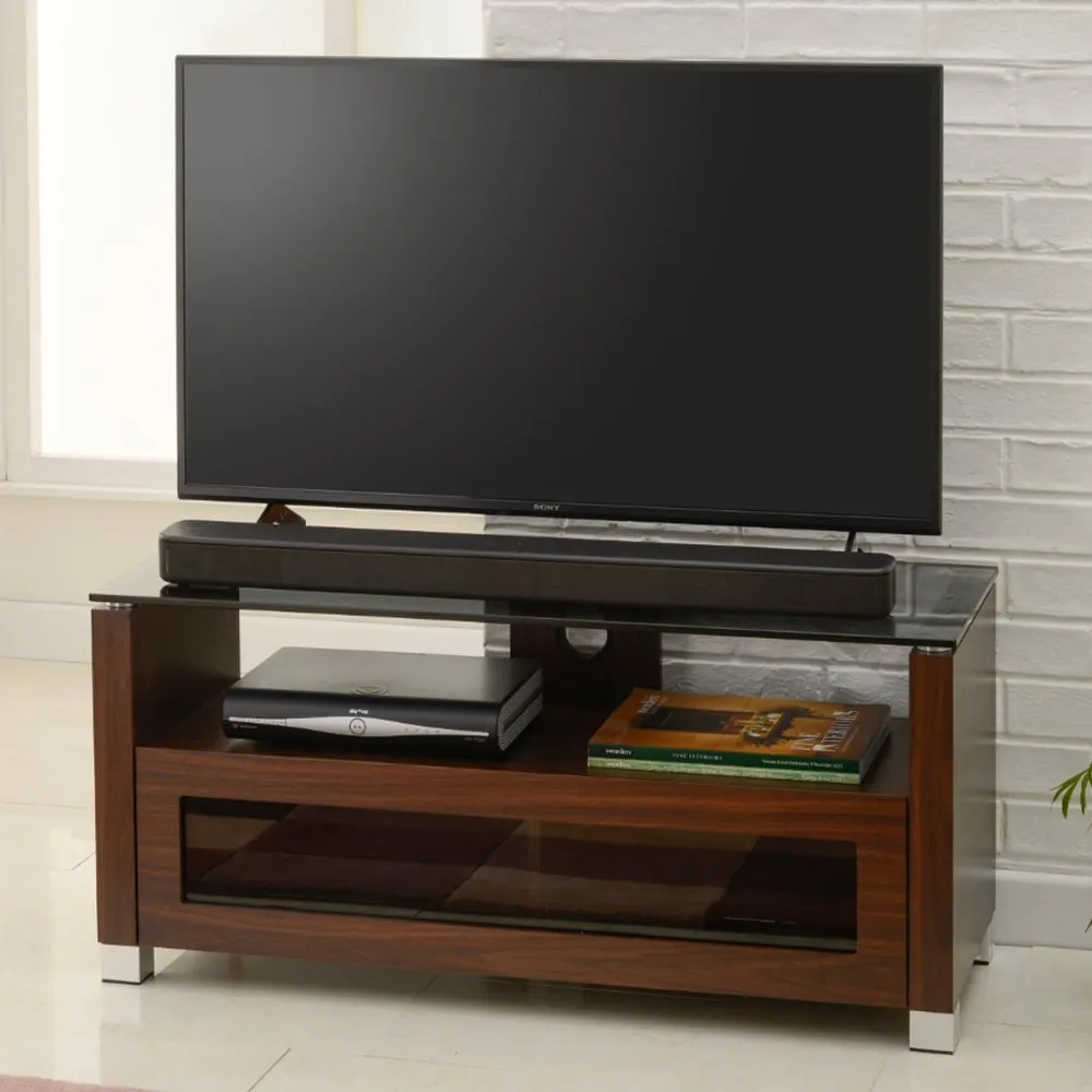 Elmira Small TV Stand with Glass Top - Walnut, MDF