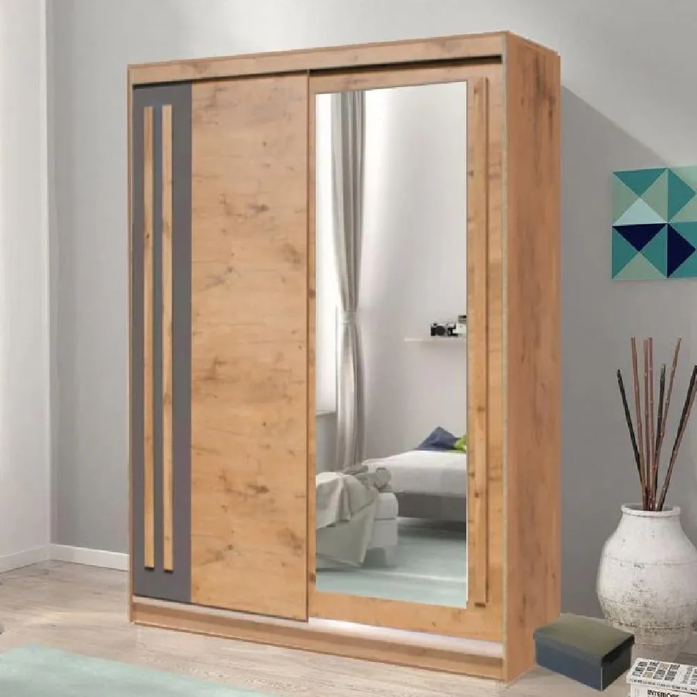 Elmira Wardrobe with Sliding Doors - Lancelot Oak