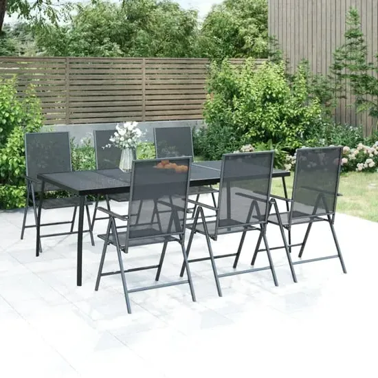 Elon Large 7 Piece Garden Dining Set - Anthracite, Steel