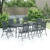 Elon Large 9 Piece Garden Dining Set - Anthracite, Steel