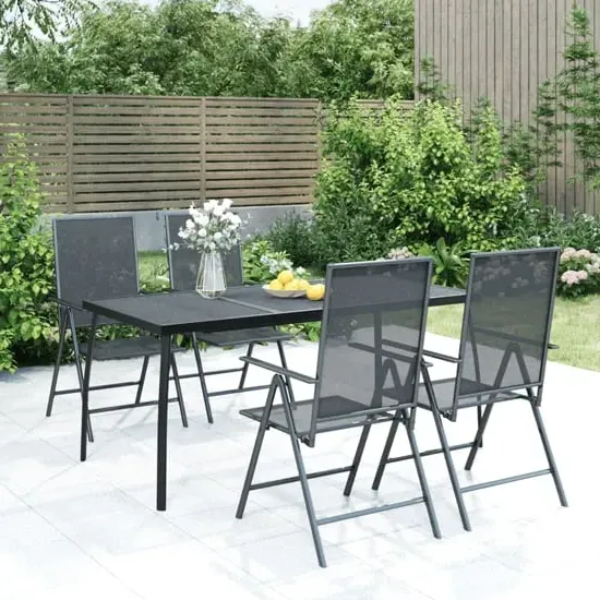 Elon Medium 5 Piece Garden Dining Set - Anthracite, Steel